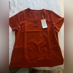 Mandala Scrub Set- Six Pocket Top and 9 Pocket Petite Joggers in Rust